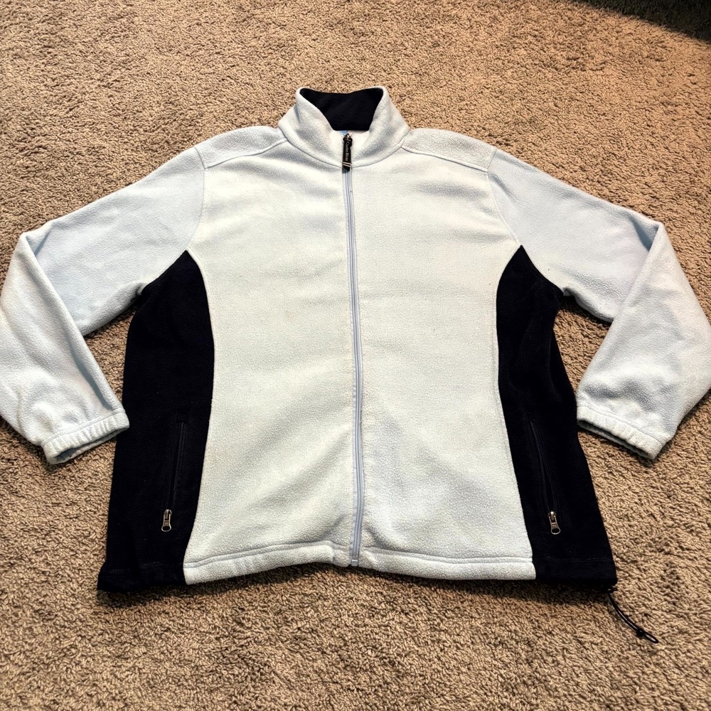 Charles River Apparel Womens XXL Full Zip Fleece Jacket Light Blue Black